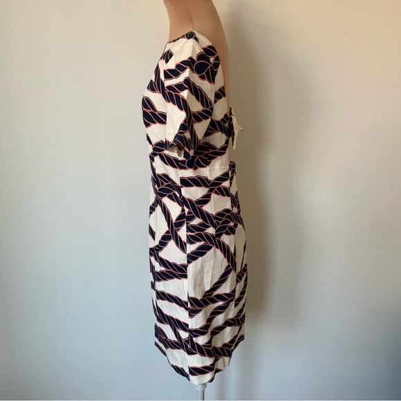 Anthropologie Maeve Nautical Rope Print Keyhole Bow-Back Shift Mini Dress Size 2 - Picture 3 of 11